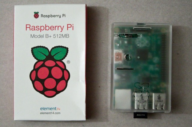 Rapsberry Pi computer on the right.